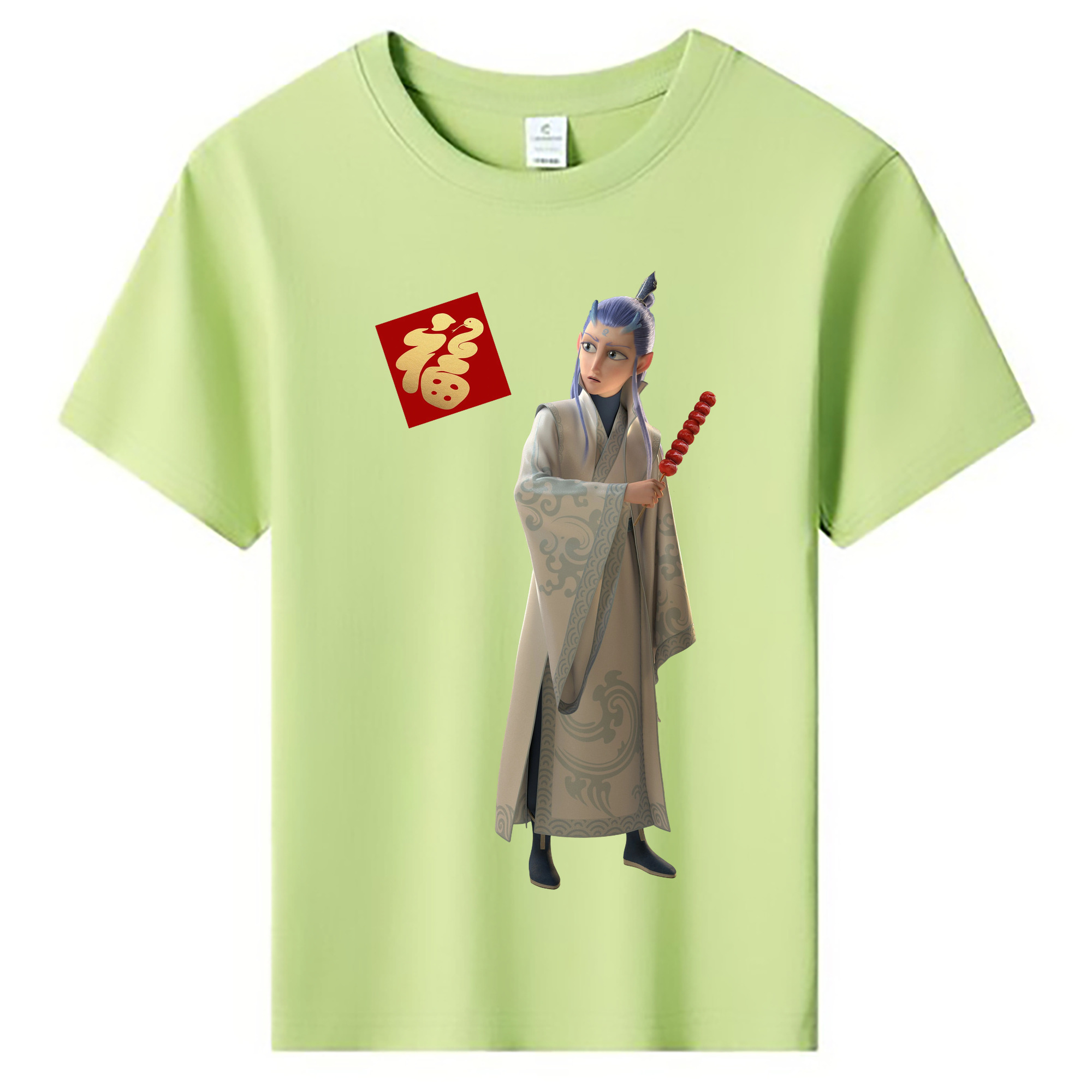 （画像用） Ne Zha 2 ナタ 魔童の大暴れ 綿100％キッズTシャツ（フロントプリント）